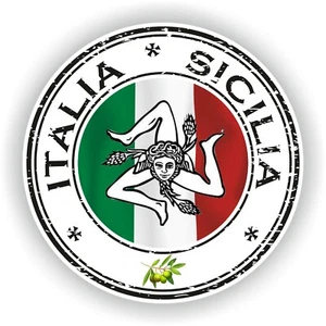 Italia Sicilia #01 Pegatina Bandera Redonda / Vinilo Alta Resolución Impermeable - Imagen 1 de 1