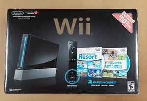 Nintendo Wii Black Console Sports Resort MotionPlus Bundle System NOS Tested - Picture 1 of 19