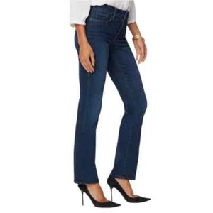 Pantalones de mezclilla para mujer NYDJ Marilyn Straight Quinn lavado oscuro talla 10’ - Imagen 1 de 8