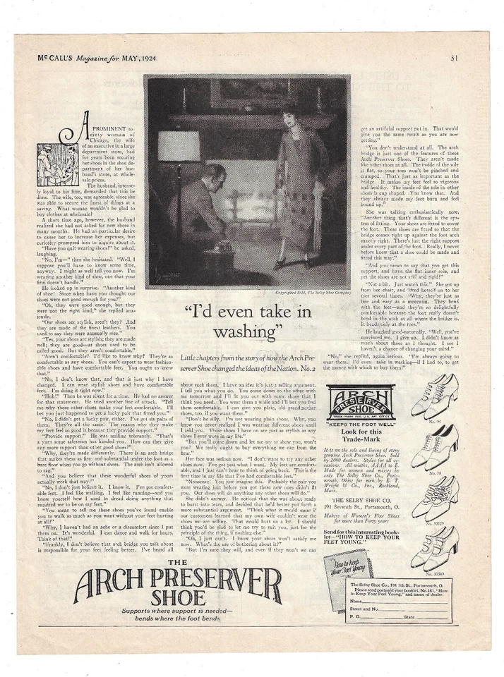 Arch Preserver Print Ad Shoe Advertising Shelby Shoe Co Portsmouth OH 1924 - Image 1 of 1