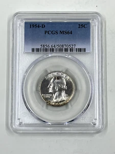 1954 D 25C PCGS MS64 Washington Quarter - Picture 1 of 4