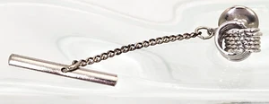 Vintage silberfarbene geflochtene Knoten Krawattennadel/Krawattennadel Hochzeit 1950er MCM Verrückte Männer 2" - Bild 1 von 5