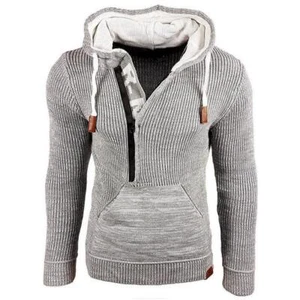 Pullover uomo con cappuccio maglia maglieria casual manica lunga maglione felpa - Foto 1 di 30