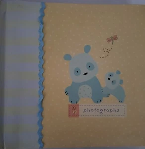 Carter's Large Photo Album Yellow Blue Panda holds 200 4" x 6" Photos - Picture 1 of 3