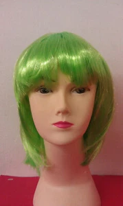 Womens green Short Straight BOB Sleek Hair with bang Synthetic Cosplay Wig Wigs - Picture 1 of 1