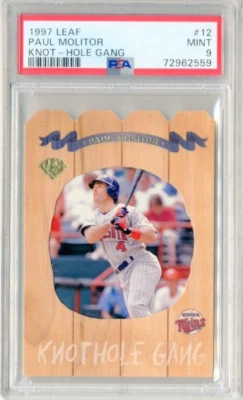 Paul Molitor 1997 Leaf Knot-Hole Gang #'ed 4107/5000 CARD #12 PSA 9 - Image 1 of 2