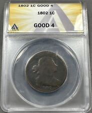 1802 Draped Bust Large Cent 1c - ANACS G04