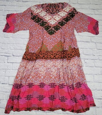 FREE PEOPLE Seven Wonders Maxi Kimono One Size Open Duster Multicolored Pink Top - Image 1 of 4