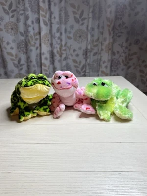 Ganz Webkinz Lot Of 3 Frogs Tie Dye Valentine Bullfrog No Codes 7” - Image 1 of 4