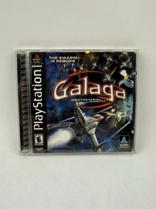 Galaga Destination Earth (Sony Playstation 1) etichetta nera PS1 completo CIB USATO IN OTTIME CONDIZIONI - Foto 1 di 14