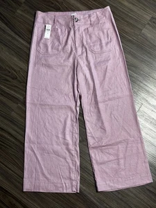 Maeve The Colette Cropped Wide-Leg Leinenhose Damen Gr. 31 Rosa - Neu mit Etikett - Bild 1 von 10