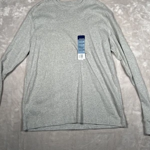 Camisa Basic Editions Para Hombre Gris Medio Manga Larga Mezcla Algodón - Imagen 1 de 8
