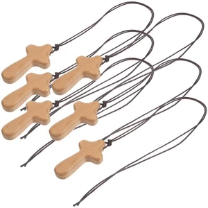 6 Pcs Holzkreuzanhänger Fräulein Männer Halskette Für Autozubehör - Picture 1 of 12