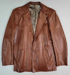 Vtg Scully 60s 70s Lambskin Leather Long Hippy Disco Jacket Coat Men's 46 *READ - Picture 1 of 10