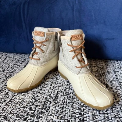 Botas Sperry Mujer S Agua Salada Impermeable Lana Goma Crema Lluvia Pato Talla 7 Foto 1 de 4