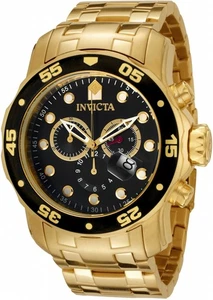 Invicta Men's 0072 Pro Diver Scuba 48mm Chronograph Blue Dial Gold Steel Watch - Picture 1 of 6