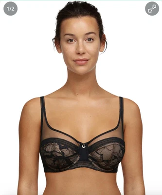Sujetador Chantelle para mujer True Lace con aros cobertura completa, negro, 34D EE. UU. Foto 1 de 4