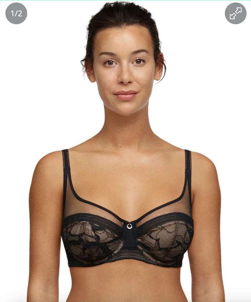 Sujetador Chantelle para mujer True Lace con aros cobertura completa, negro, 34D EE. UU. Foto 1 de 4