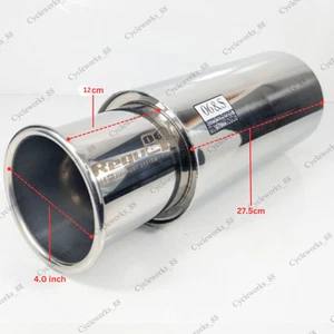Regu 06 R Flow Chrome Inlet Ø2.5" Outlet Ø4.0" Exhaust Muffler Free Shipping - Picture 1 of 6
