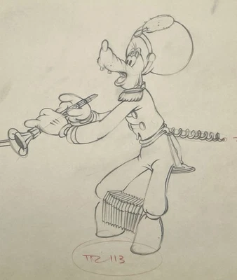 Mickeys Amateurs Goofy Band Production Drawing Walt Disney 1937 Cel Original - Image 1 of 3