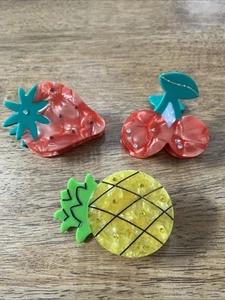 Haarspangen Sommerfrucht Erdbeere Ananas Kirsche 3 Stück - Bild 1 von 16