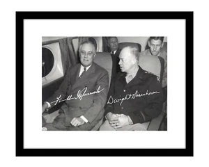 Franklin D. Roosevelt und Dwight Eisenhower 8x10 signierter Fotodruck FDR WWII - Bild 1 von 2