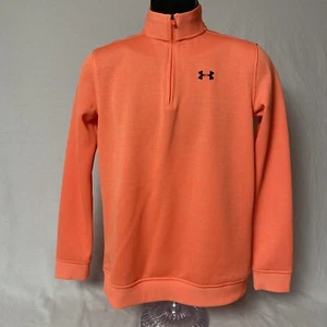 Excellent Under Armour Storm Orange YXL Loose Long Sleeve Fleece Sweater - Picture 1 of 9