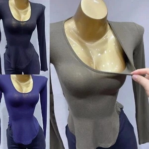 x3 Blouses Womens Sexy Cute Thin Slim Fit Blouse Tops Long Sleeves XS - Picture 1 of 23