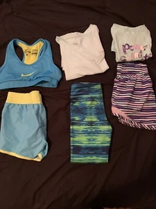 Girls Active Wear Lot Of 3- Bra,shirt,shorts And Pants. Nike And Old Navy 6-10. - Picture 1 of 7