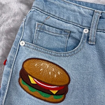 MOSSIMO 牛仔短裤 Peace USA 76 复古补丁剪裁女式 7 月 4 日 8 日 — 第 1/4 张图片