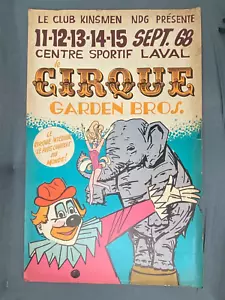 Original 1968 Garden Bros. Zirkus Kanadische Fensterkarte 14 x 22 cm - Bild 1 von 5