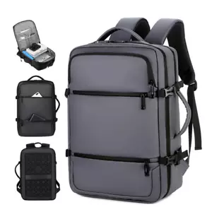 Business Herren großer schwarzer Schulrucksack 17" Laptop Reisetasche mit USB-Ladung - Bild 1 von 13