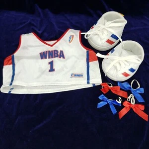 Build a Bear WNBA Basketball Uniform Sports Outfit Tank Top Sneakers Hair Bows - Picture 1 of 9