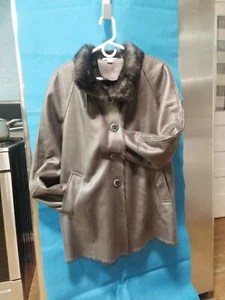 Coldwater Creek Jacket New $229 Dark Grey faux fur lined button up med 10-12 - Picture 1 of 20