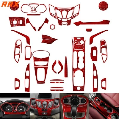 Kits completos de cubierta interior de fibra de carbono roja de 72 piezas para Ford Fiesta 2011-2019 Foto 1 de 4