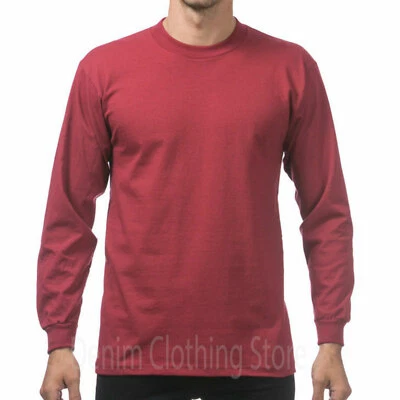 Camisetas Pro Club Para Hombre Algodón Pesado Manga Larga Cuello Redondo S~7XL ProClub Foto 1 de 4