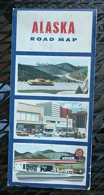 1958 Alaska road  map Union 76 gas oil Yukon British Columbia - Image 1 of 3