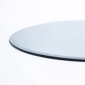 Mesa redonda de vidrio transparente de 12 pulgadas de 1/2" de grosor con borde biselado y G templado - Imagen 1 de 6
