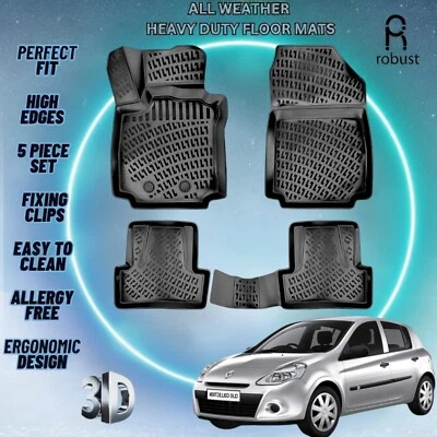 Tapetes de assoalho de carro personalizados para Renault Clio 3 2005-2012 TPE forros de borracha para todas as condições climáticas - Imagem 1 de 4