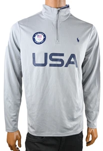 Polo Ralph Lauren Mens 1/4 Zip Pullover Sweat Shirt L New Gray Team USA Olympic - Picture 1 of 6