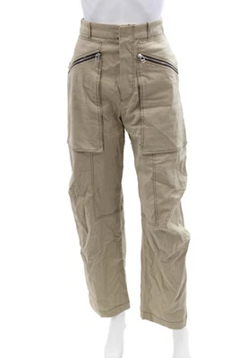 Pantalones cargo Zara unisex beige lino algodón elastano talla XS Foto 1 de 4