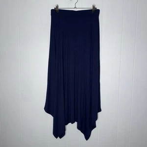 Chico’s Damen Midirock einfarbig marineblau asymmetrisch Größe 1 Medium neu mit Etikett - Bild 1 von 6