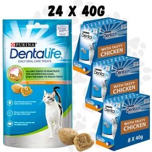 24 x Purina Dentalife Cat Treats CHICKEN 40g | Dental Care Crunch | Mega Pack - Picture 1 of 9