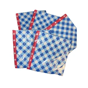 5 Packs 4th of July Patriotic Picnic Gingham Napkins 16 Ea Count Summer 80 Total - Picture 1 of 5