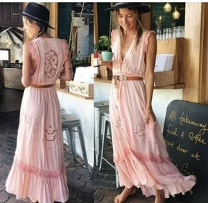 SPELL & THE GYPSY Isla Bonita Duster Robe Kimono Lace Apricot Size M SP8 - Picture 1 of 6