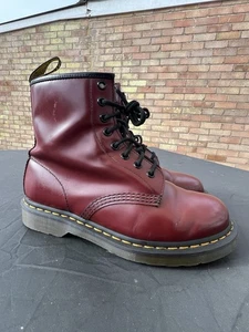 Dr. Martens 1460 Cherry Red UK Size 6 Smooth Leather Boots 8 Eyelet Airwair - Picture 1 of 11