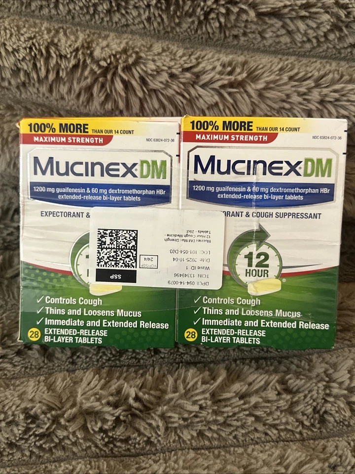 Rac07228 - Mucinex DM Max Strength Expectorant and Cough Suppressant 28 Tablets per Bottle