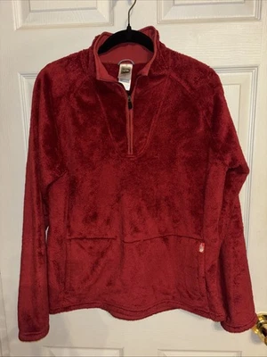 Pullover The North Face para mujer XL rojo 1/4 cremallera felpa polar cuello falso logotipo bolsillo Foto 1 de 4
