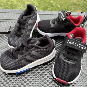 2 Stück Kleinkind Schuhe Adidas Nautica Größe 5K schwarz weiß rot blau - Bild 1 von 8