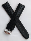 20 Mm Black Sports Leather Watch Strap Band Fits Tag Heuer Carrera Re-Issue